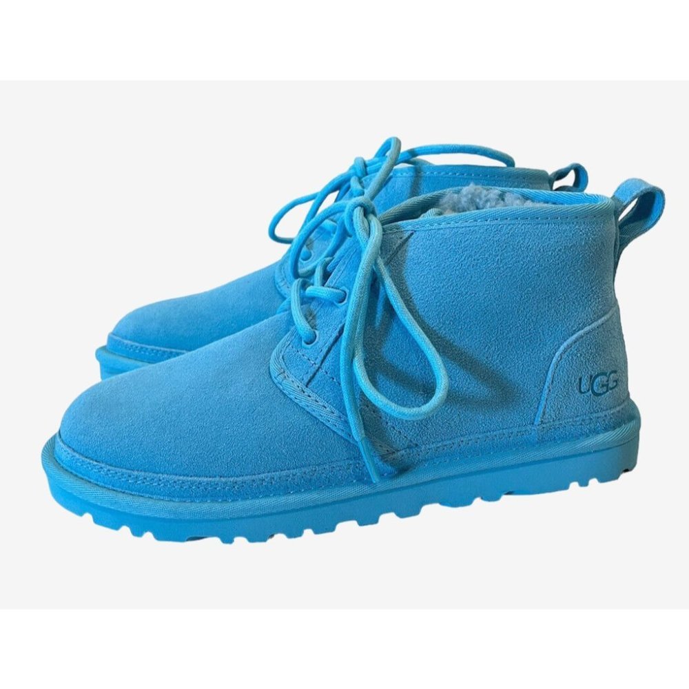 New UGG Neumel Blue Suede Leather Wool Ankle Chukka Boots